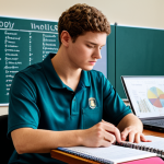 A professional adult student, fully clothed in modest, comfortable casual wear, sits intently at a well-organized study desk. They are surrounded by open textbooks on anatomy, physiology, and sports science, with educational charts of the muscular system visible in the background. A laptop displays study material as the student focuses deeply, perhaps highlighting text or taking notes. This scene embodies dedication and concentration in a professional study environment, appropriate content, safe for work, perfect anatomy, correct proportions, natural pose, well-formed hands, proper finger count, natural body proportions, professional photography, high quality.