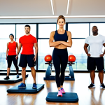 레저스포츠지도자 관련 취업 박람회 정보 - Fitness Instructor**

A professional fitness instructor, fully clothed in modern sportswear, leading...