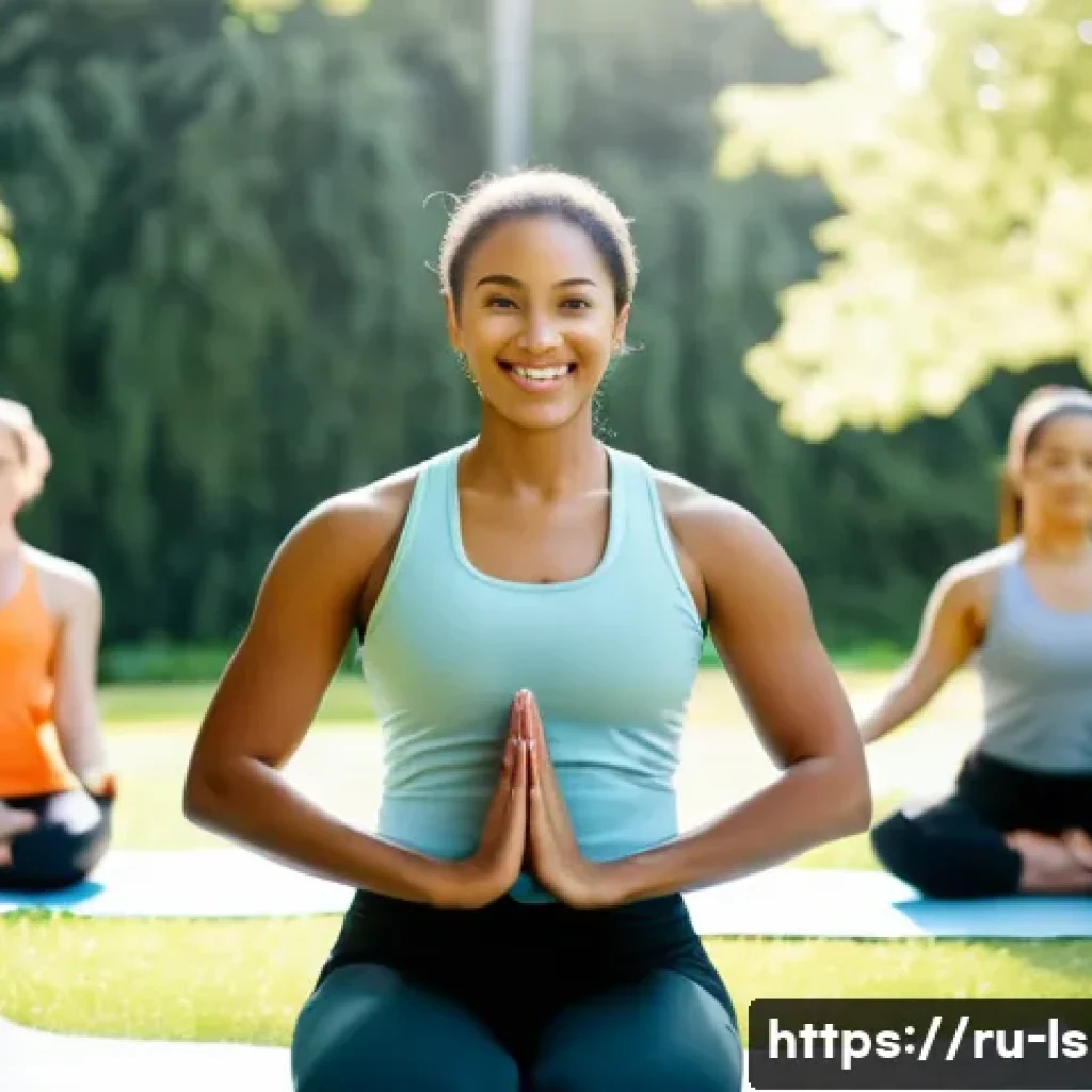 레저스포츠지도자 관련 스타트업 아이디어 - A dynamic, wide shot of a diverse group of young adults, dressed in modern, athletic sportswear, eng...