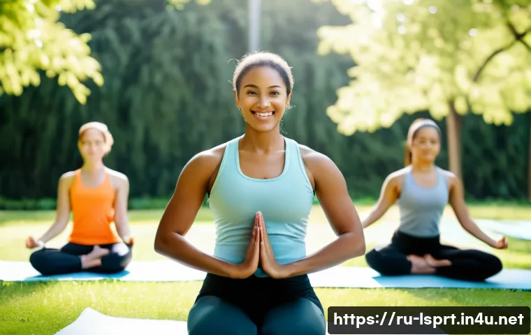 레저스포츠지도자 관련 스타트업 아이디어 - A dynamic, wide shot of a diverse group of young adults, dressed in modern, athletic sportswear, eng...