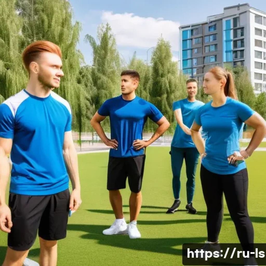 레저스포츠지도자 관련 정부 지원금 활용 사례 - A professional sports leisure instructor conducting a dynamic outdoor group training session in a mo...