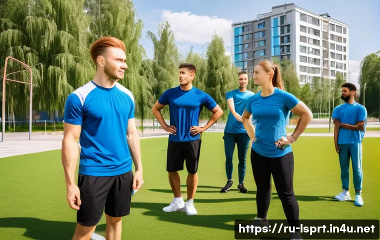 레저스포츠지도자 관련 정부 지원금 활용 사례 - A professional sports leisure instructor conducting a dynamic outdoor group training session in a mo...