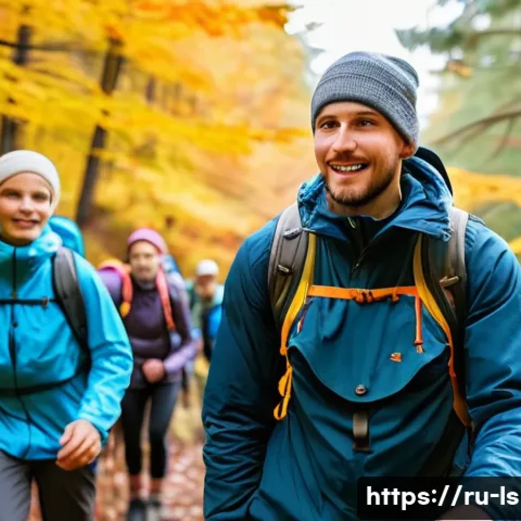 레저스포츠지도자 관련 학과 추천 및 비교 - A professional outdoor sports instructor leading a diverse group of adults and teenagers on a hiking...