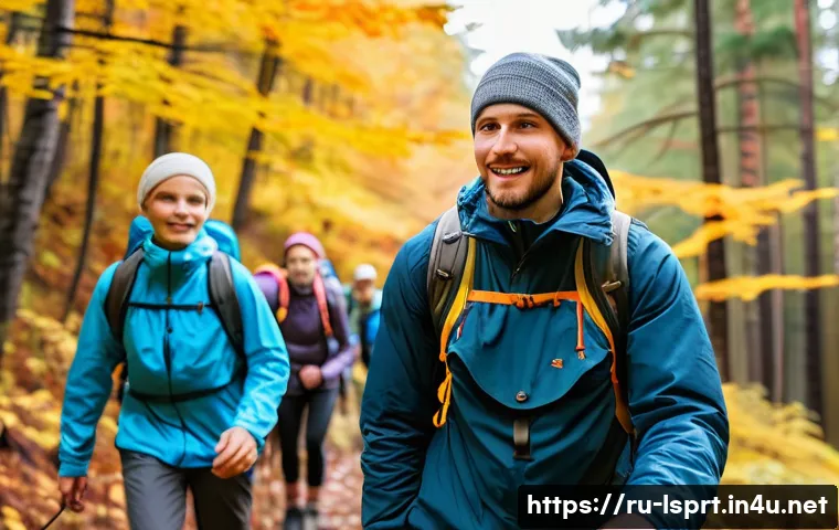 레저스포츠지도자 관련 학과 추천 및 비교 - A professional outdoor sports instructor leading a diverse group of adults and teenagers on a hiking...