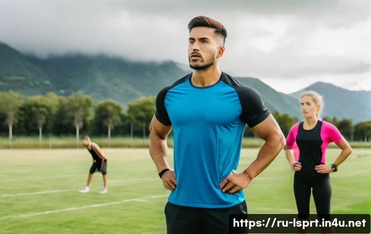 레저스포츠지도자 실기 시험 준비 팁 - A focused young male instructor wearing sportswear and a whistle around his neck is leading an outdo...
